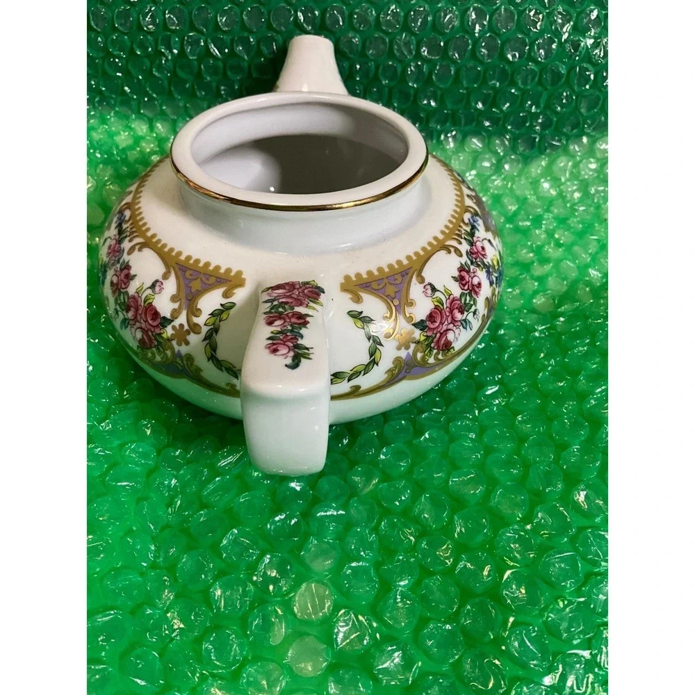 Andrea by Sadek Collection Sevres Floral Porcelain Teapot Gold Trim 4in x 7.5in